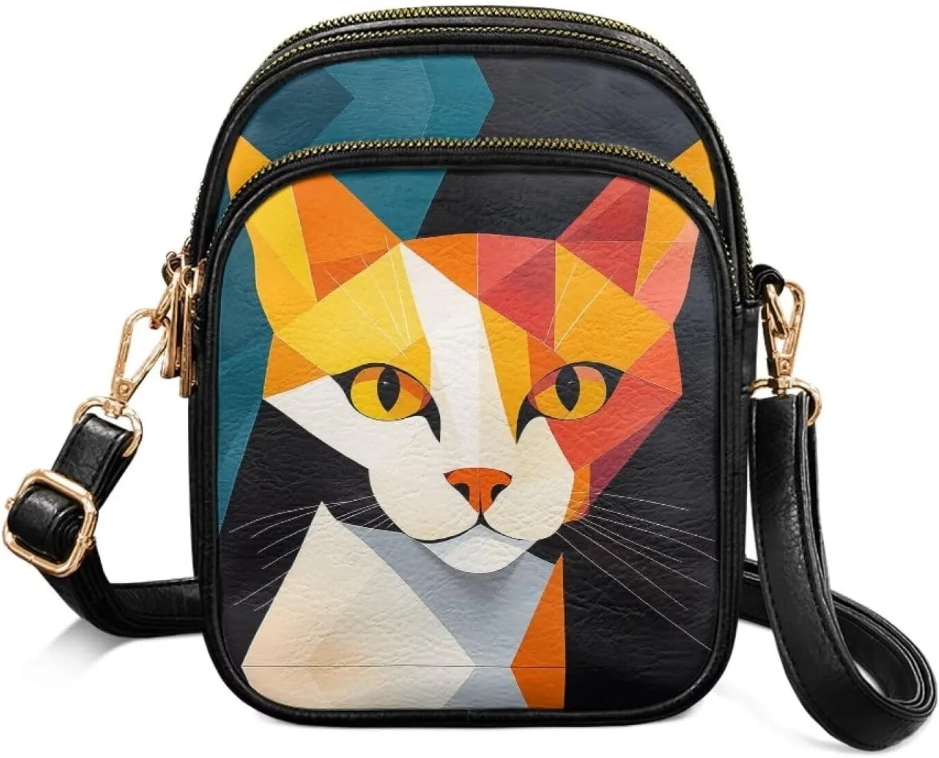 GIFTPUZZ Abstract Art Crossbody Purses for Women Adjustable Crossbody Bag with Zipper Closure and Soft Leather Fabric