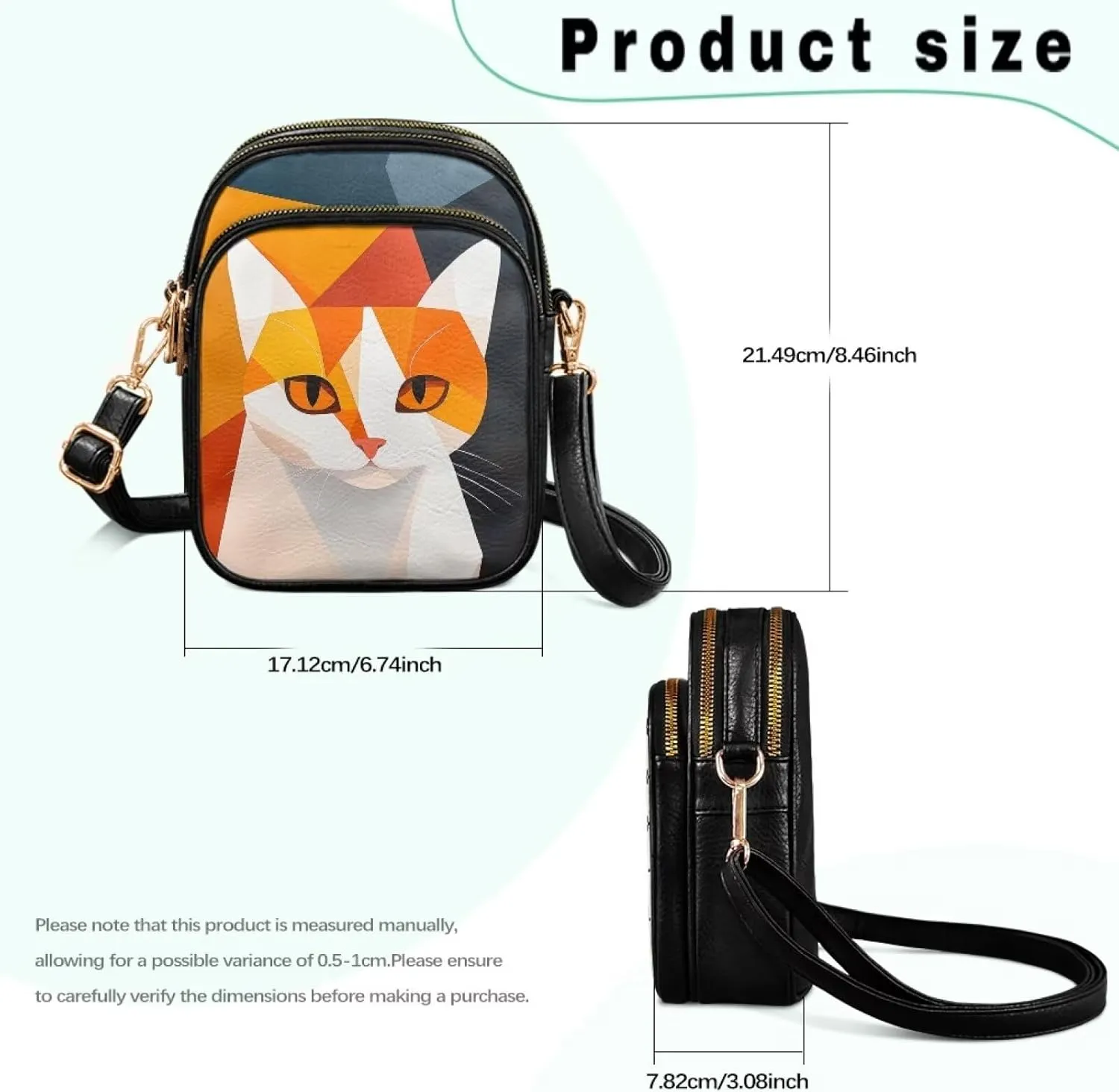 GIFTPUZZ Abstract Art Crossbody Purses for Women Adjustable Crossbody Bag with Zipper Closure and Soft Leather Fabric