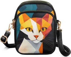 GIFTPUZZ Abstract Art Crossbody Purses for Women Adjustable Crossbody Bag with Zipper Closure and Soft Leather Fabric