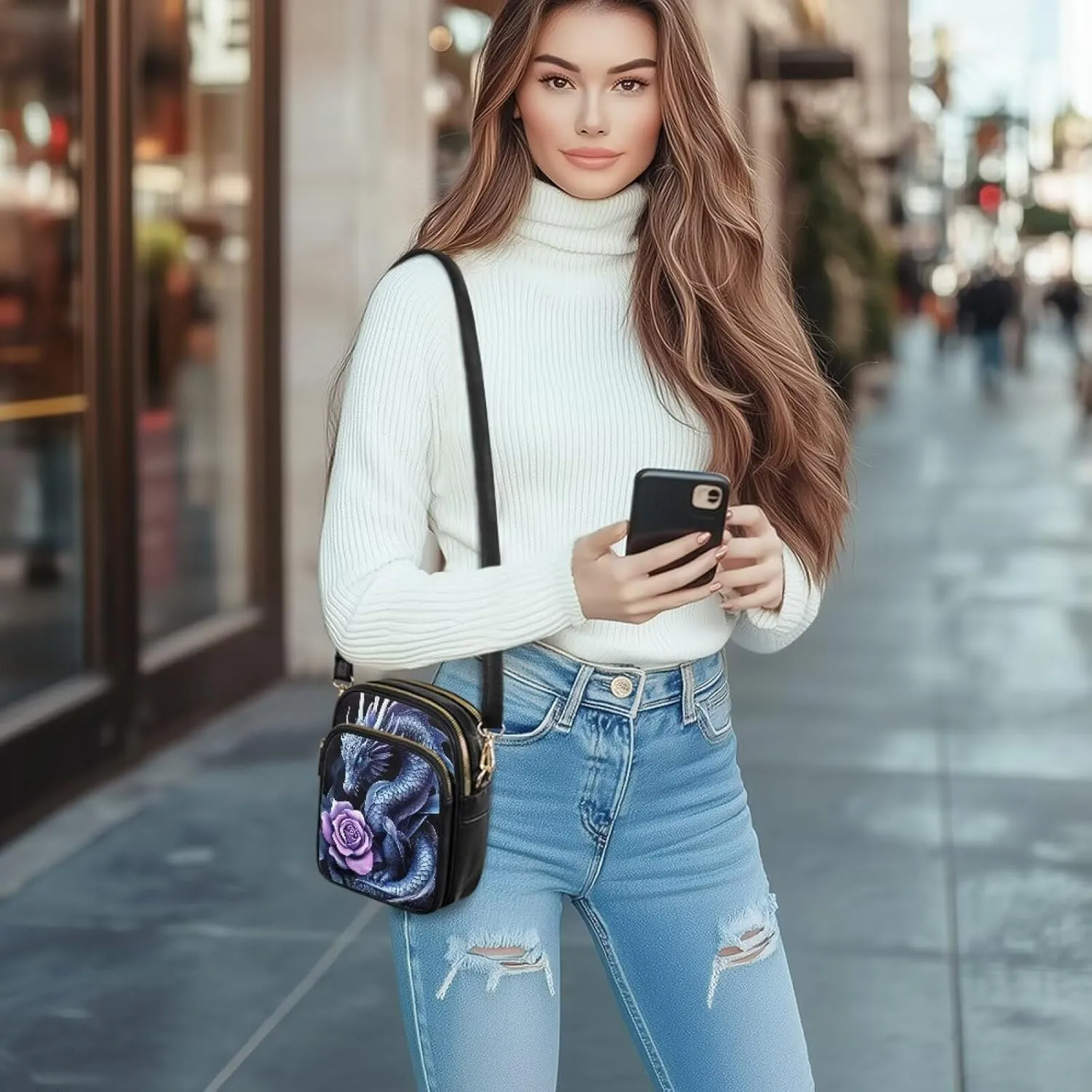 GIFTPUZZ Crossbody Purses for Women Medium Soft Leathe Bag with 3 Pockets Adjustable Strap and Internal Zipper Pocket