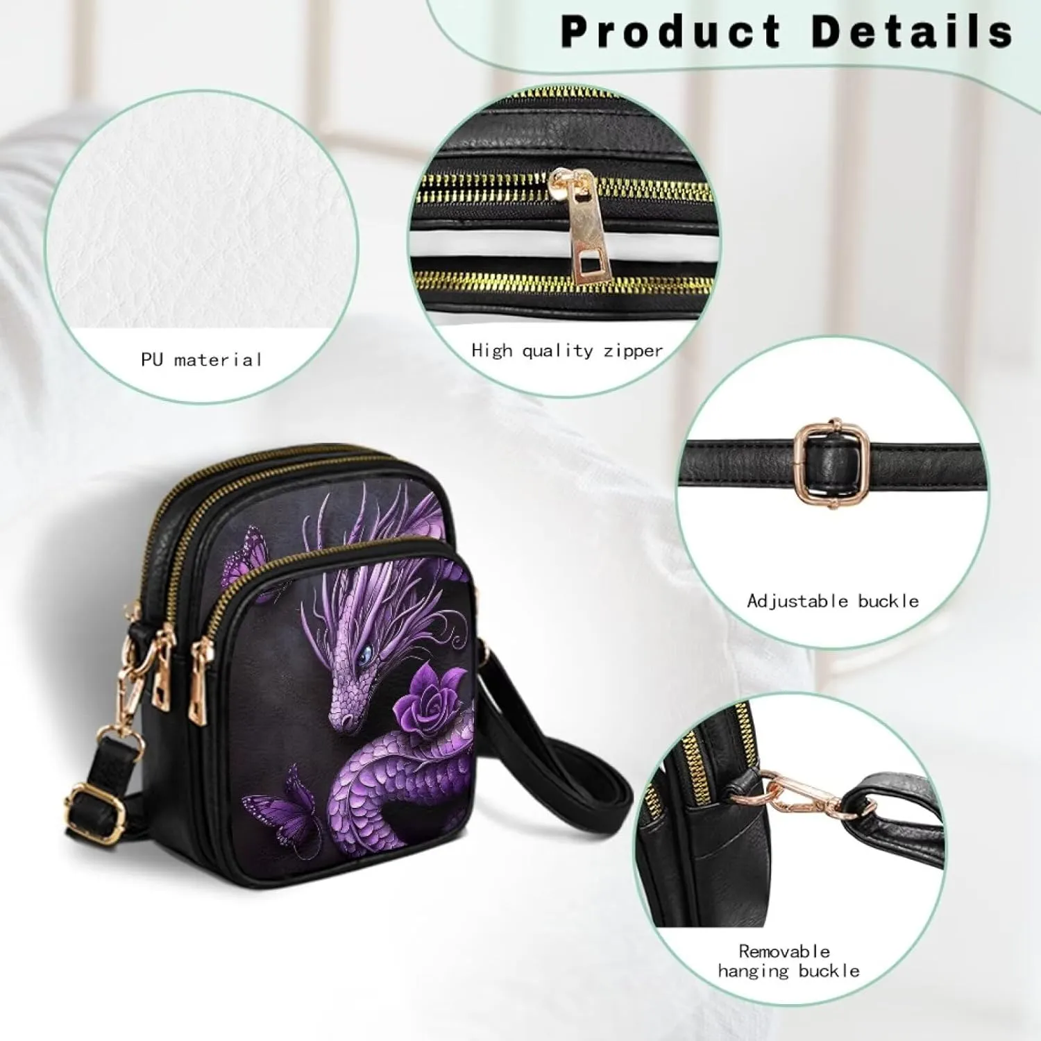 GIFTPUZZ Crossbody Purses for Women Medium Soft Leathe Bag with 3 Pockets Adjustable Strap and Internal Zipper Pocket