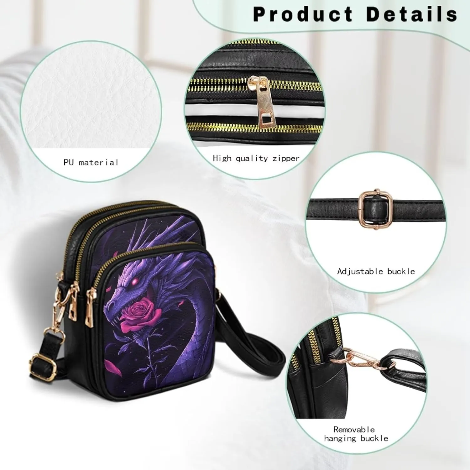 GIFTPUZZ Crossbody Purses for Women Medium Soft Leathe Bag with 3 Pockets Adjustable Strap and Internal Zipper Pocket