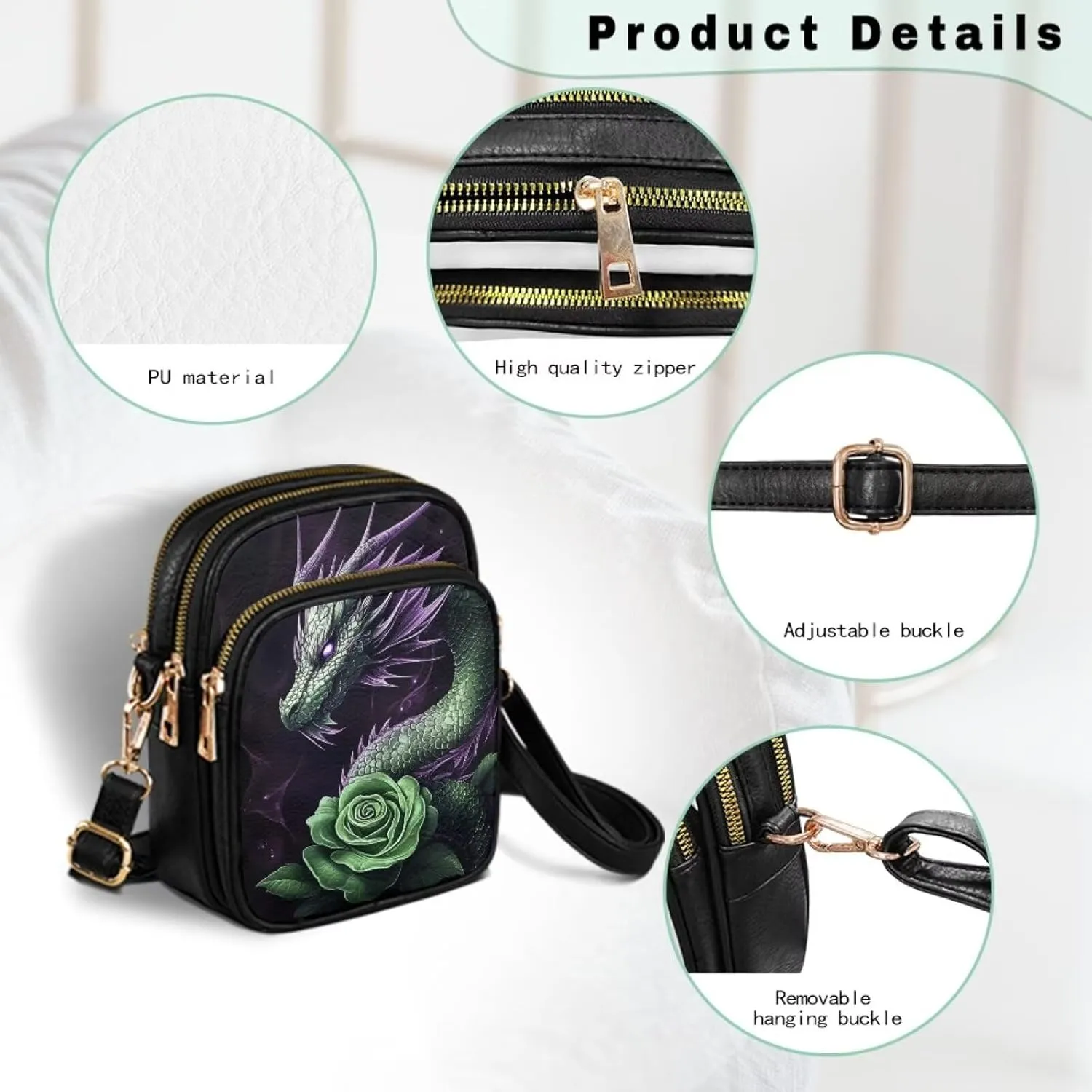 GIFTPUZZ Crossbody Purses for Women Medium Soft Leathe Bag with 3 Pockets Adjustable Strap and Internal Zipper Pocket