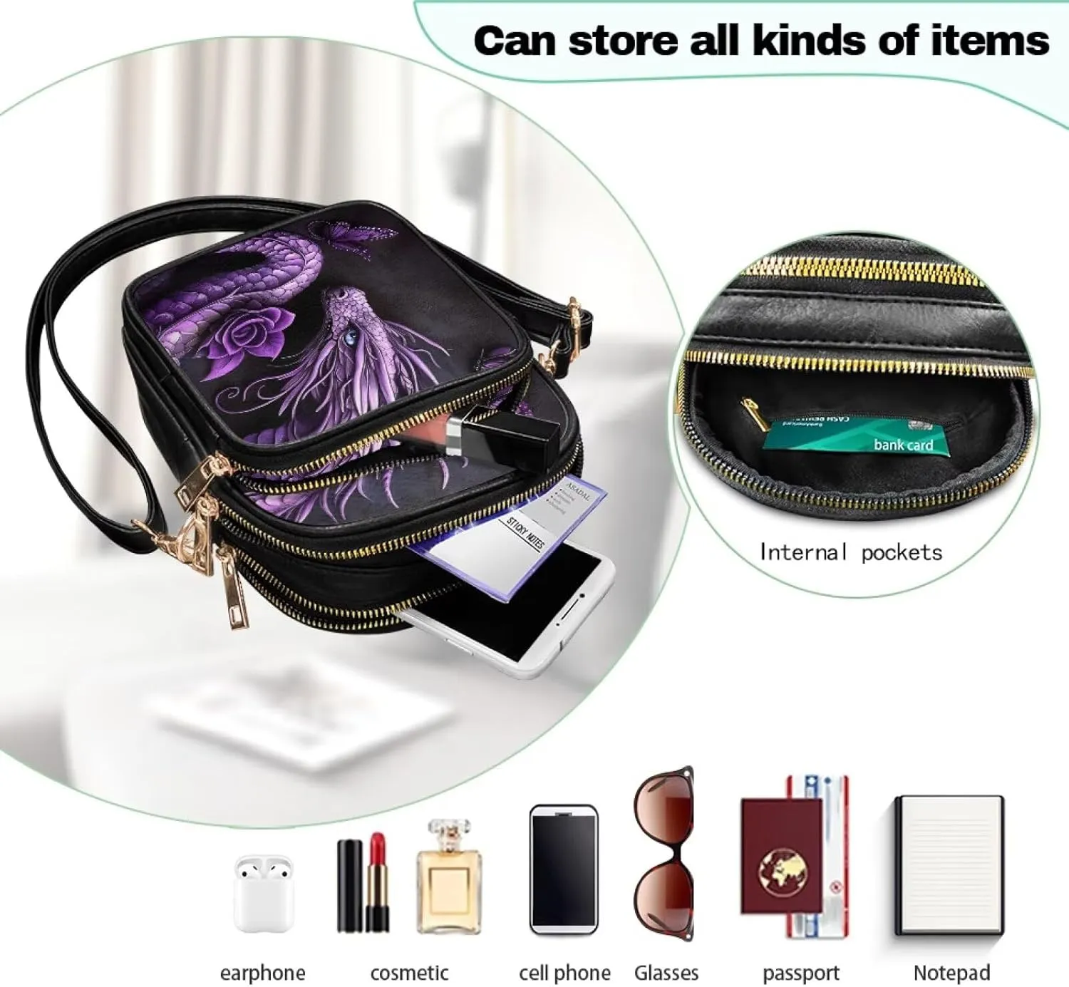 GIFTPUZZ Crossbody Purses for Women Medium Soft Leathe Bag with 3 Pockets Adjustable Strap and Internal Zipper Pocket