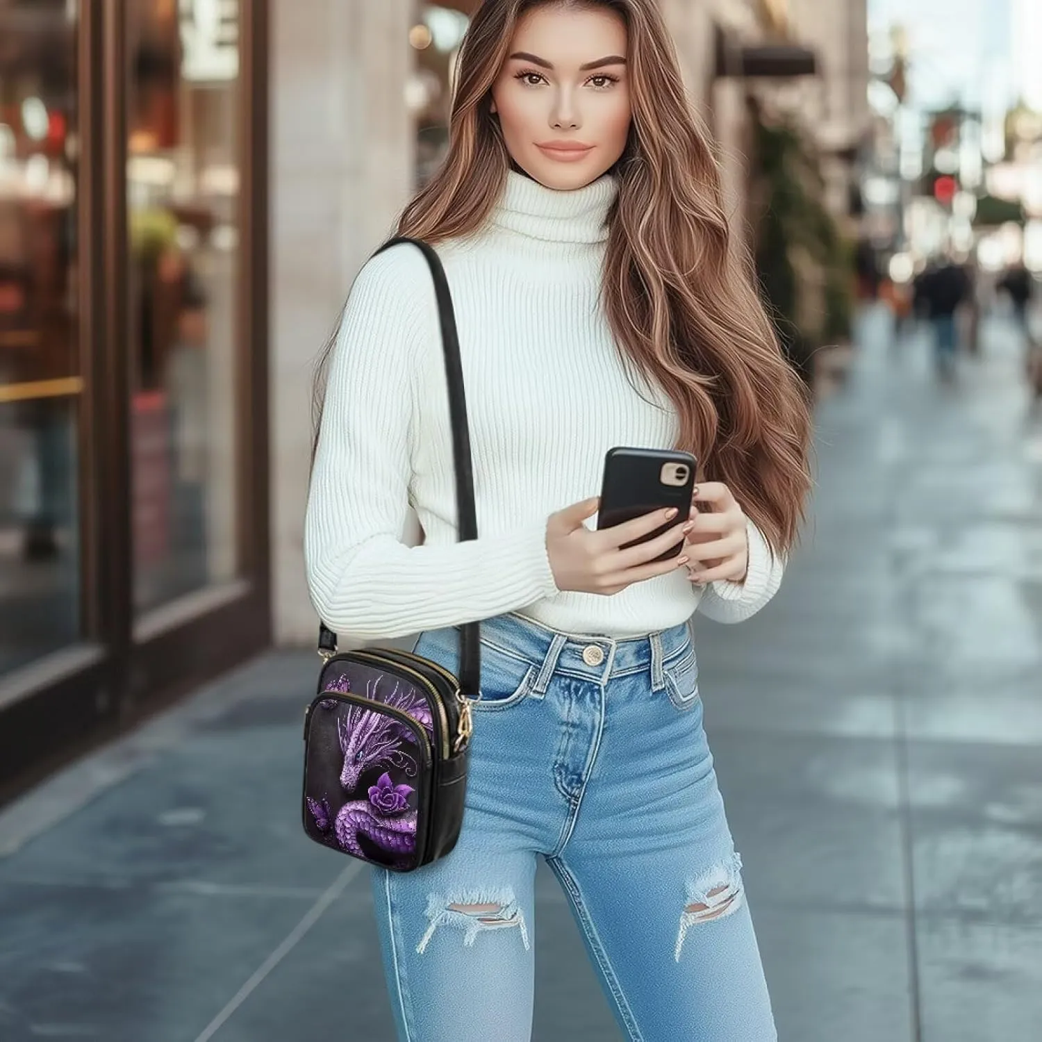 GIFTPUZZ Crossbody Purses for Women Medium Soft Leathe Bag with 3 Pockets Adjustable Strap and Internal Zipper Pocket