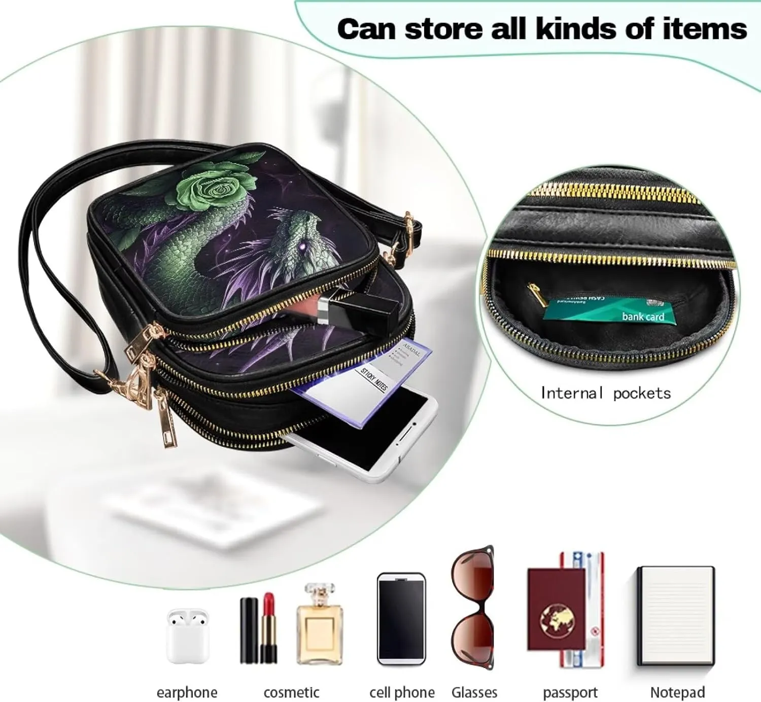 GIFTPUZZ Crossbody Purses for Women Medium Soft Leathe Bag with 3 Pockets Adjustable Strap and Internal Zipper Pocket