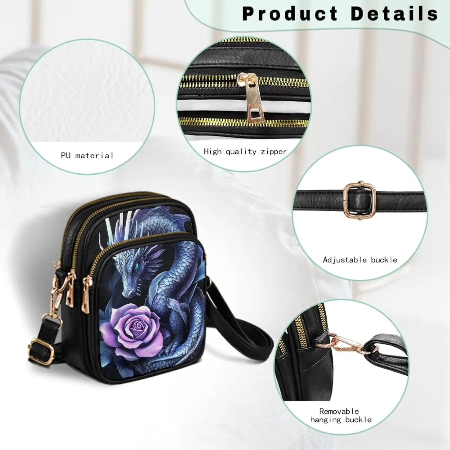 GIFTPUZZ Crossbody Purses for Women Medium Soft Leathe Bag with 3 Pockets Adjustable Strap and Internal Zipper Pocket