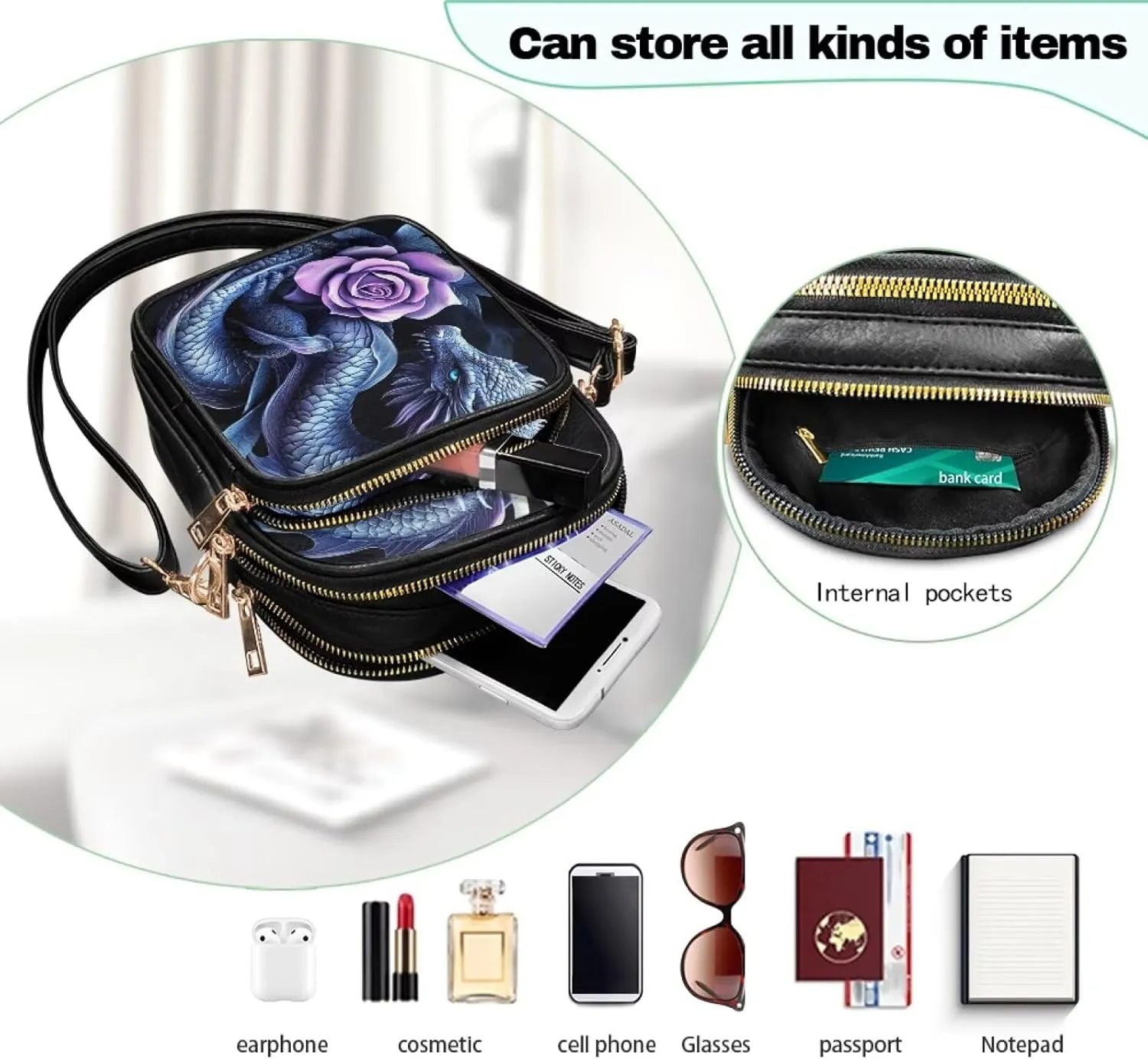 GIFTPUZZ Crossbody Purses for Women Medium Soft Leathe Bag with 3 Pockets Adjustable Strap and Internal Zipper Pocket