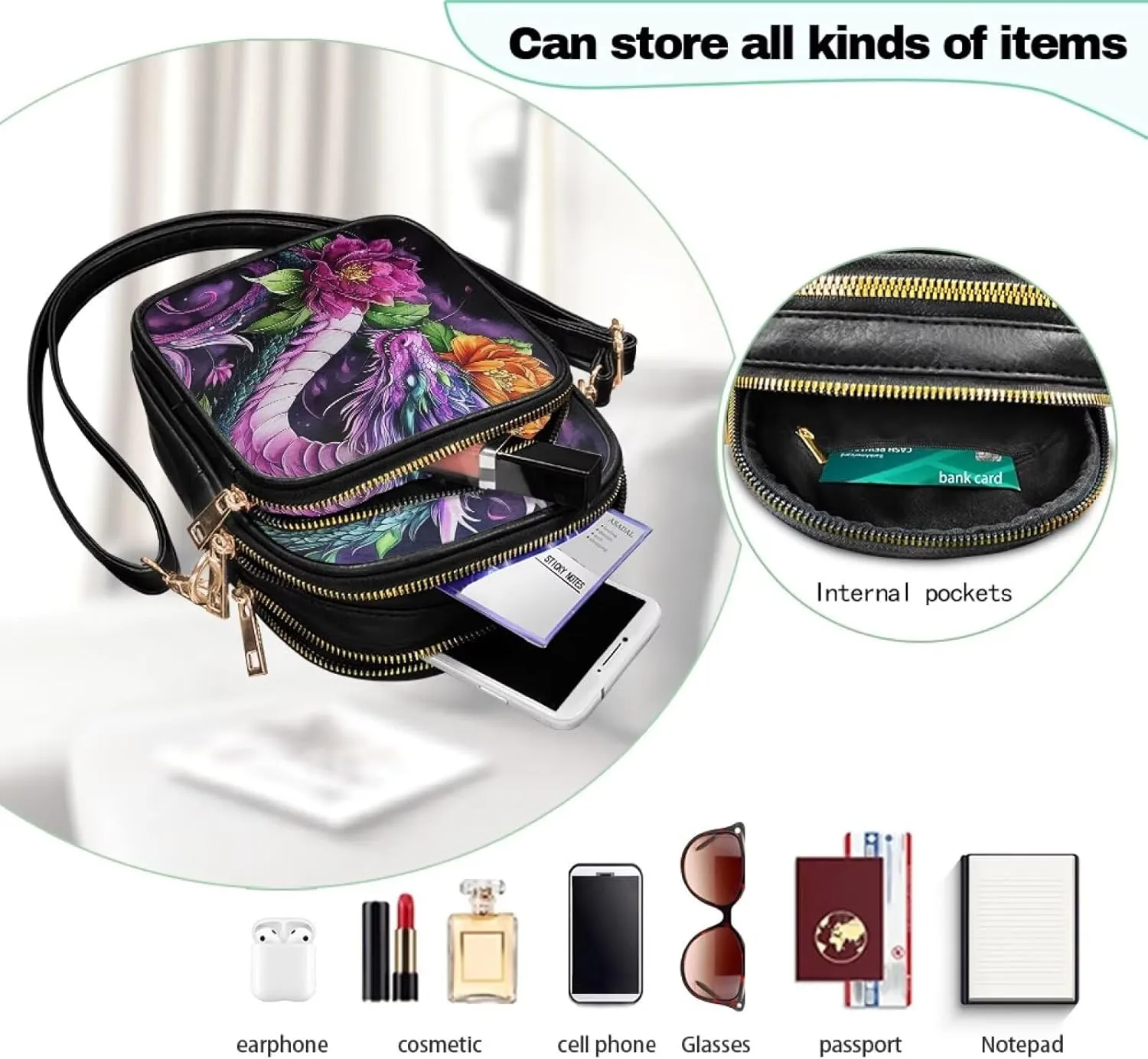 GIFTPUZZ Crossbody Purses for Women Medium Soft Leathe Bag with 3 Pockets Adjustable Strap and Internal Zipper Pocket