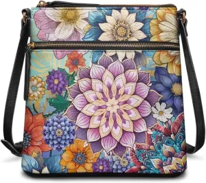 GIFTPUZZ Soft Leather Crossbody Purse with Zipper Pockets and Adjustable Shoulder Strap for Work Travel Shopping