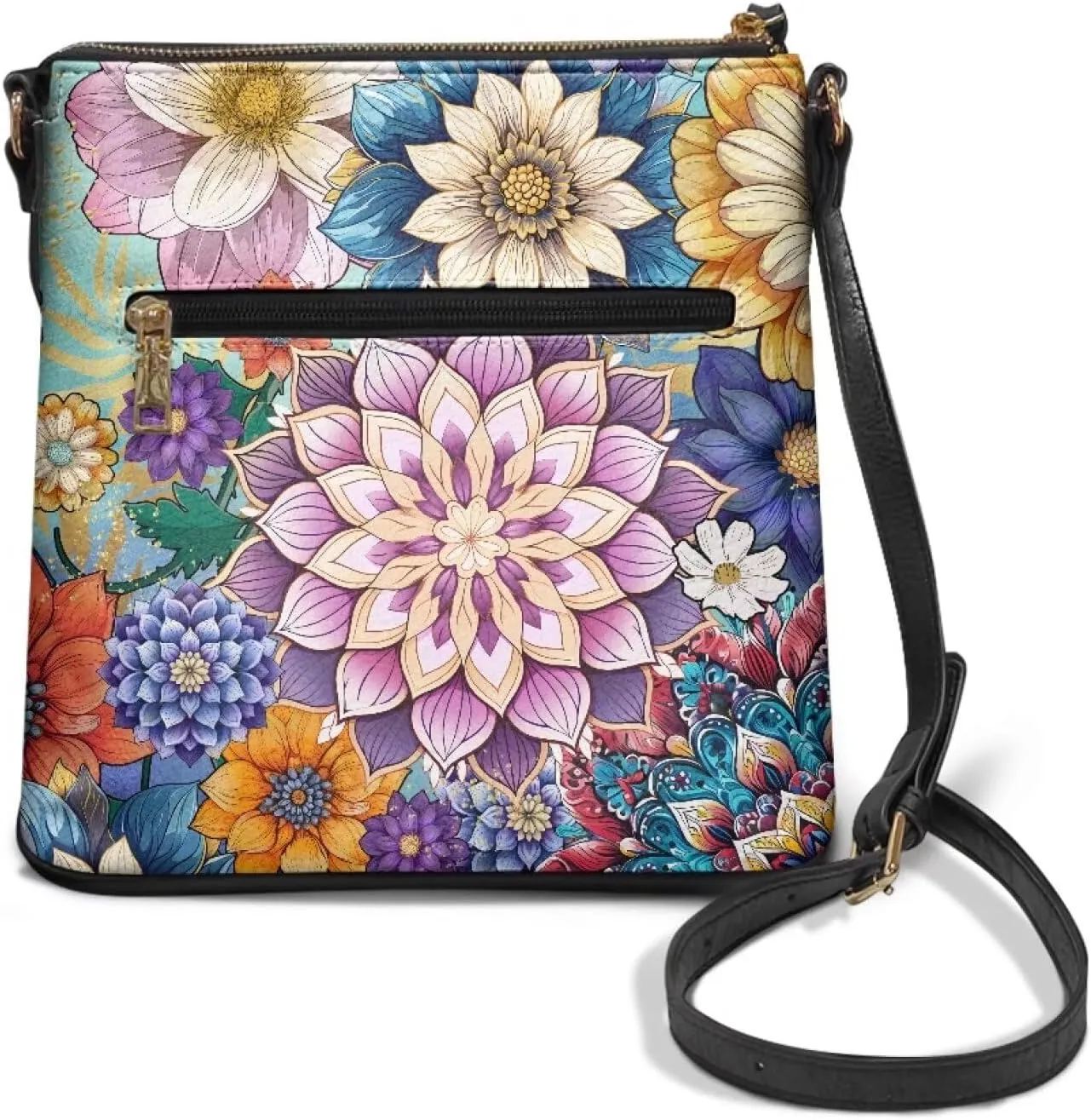 GIFTPUZZ Soft Leather Crossbody Purse with Zipper Pockets and Adjustable Shoulder Strap for Work Travel Shopping