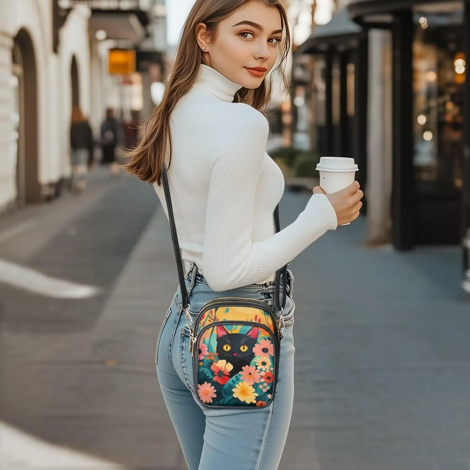 GIFTPUZZ Soft Leather Crossbody Purses with Adjustable Strap and Three Zipper Pockets for Women Ladies Medium Size