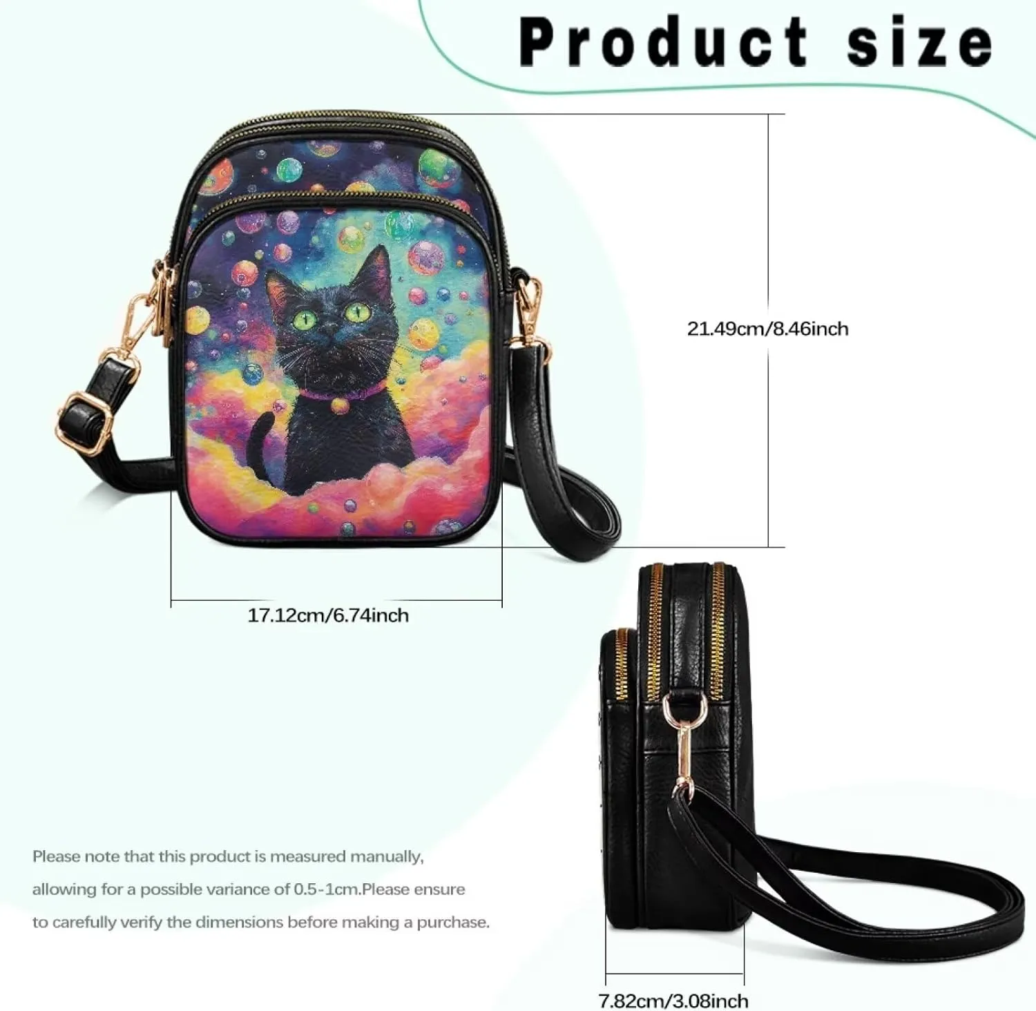 GIFTPUZZ Soft Leather Crossbody Purses with Adjustable Strap and Three Zipper Pockets for Women Ladies Medium Size
