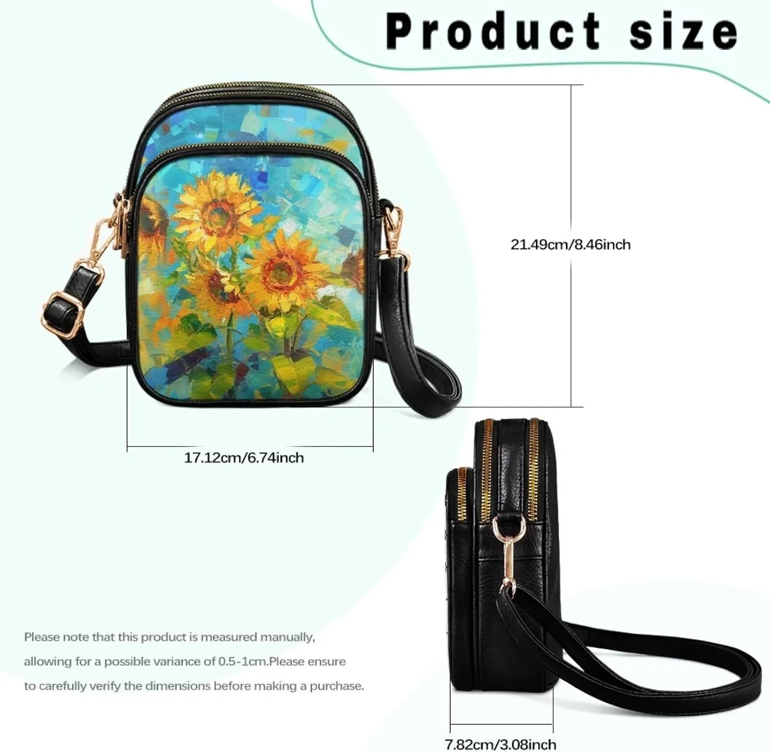 GIFTPUZZ Soft Leather Crossbody Purses with Adjustable Strap and Three Zipper Pockets for Women Ladies Medium Size