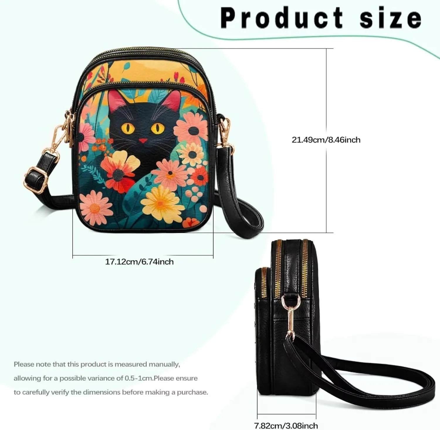 GIFTPUZZ Soft Leather Crossbody Purses with Adjustable Strap and Three Zipper Pockets for Women Ladies Medium Size