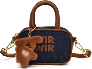 Girls Denim Purse Little Handbag Jean Canvas Crossbody Bag with Adjustable Strap