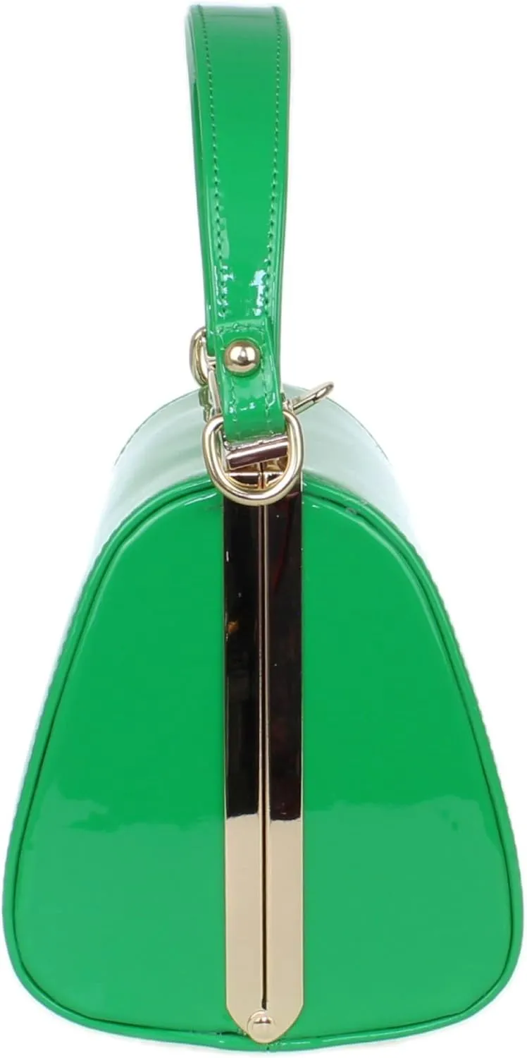 Girly HandBags Glossy Patent Faux Leather Clutch Bag Handle Closure Evening Handbag