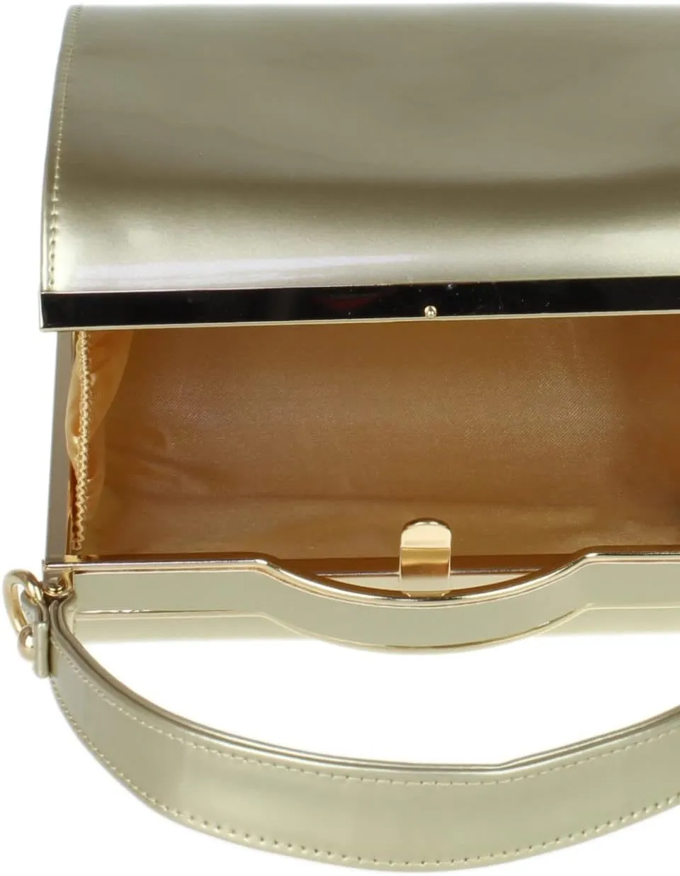 Girly HandBags Glossy Patent Faux Leather Clutch Bag Handle Closure Evening Handbag