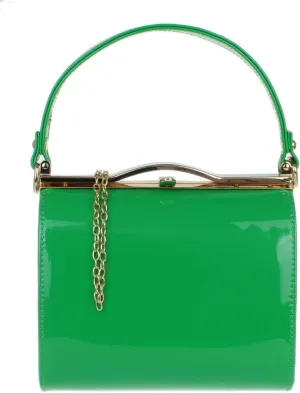 Girly HandBags Glossy Patent Faux Leather Clutch Bag Handle Closure Evening Handbag