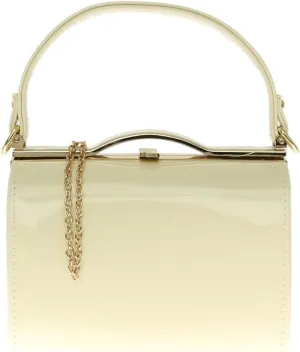 Girly HandBags Glossy Patent Faux Leather Clutch Bag Handle Closure Evening Handbag