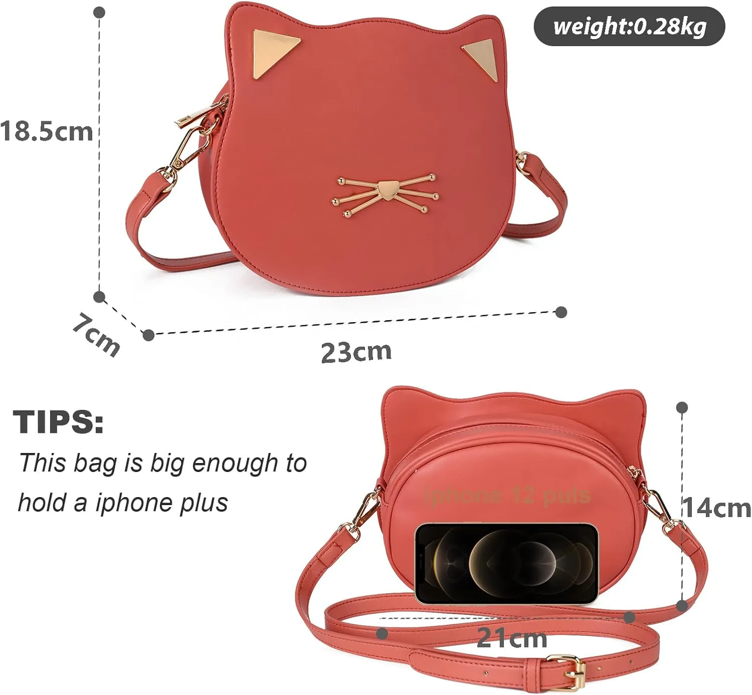 Gladdon Cat Crossbody Bag for Teen Girls Novelty Cute Purses Birthday Gifts