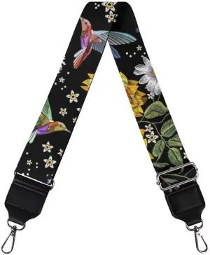 GLENLCWE Hummingbird Flower Adjustable Purse Strap Soft Shoulder Strap Replacement Crossbody Bag Strap Luggage Strap Belt for Travel