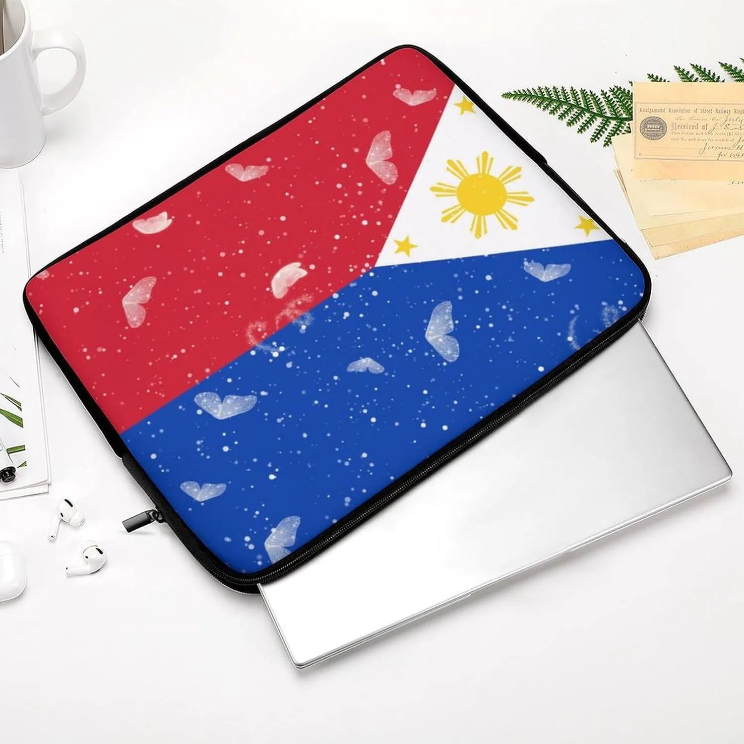 Glittering Butterfly Philippines Laptop Sleeve 13/15 Inch Briefcase Cover Shockproof Protective Case Handbags Portable Laptop Bag
