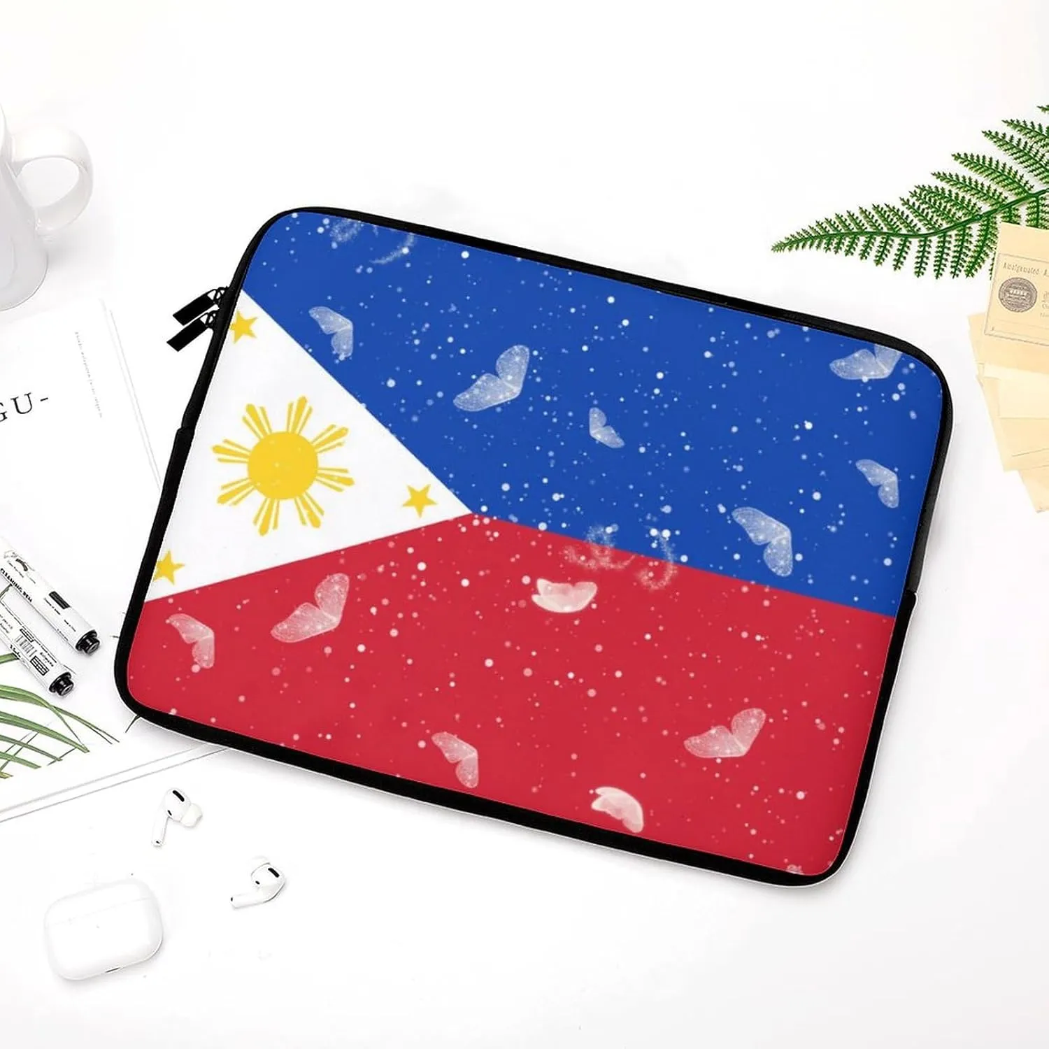 Glittering Butterfly Philippines Laptop Sleeve 13/15 Inch Briefcase Cover Shockproof Protective Case Handbags Portable Laptop Bag