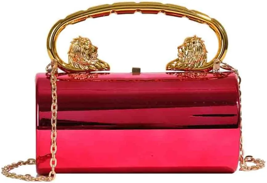 Glossy Acrylic Cylinder Shaped Chain Purse, Novelty Stylish Barrel Shoulder Bag, Versatile Crossbody Bag for Wedding Party