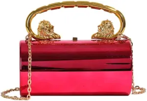 Glossy Acrylic Cylinder Shaped Chain Purse, Novelty Stylish Barrel Shoulder Bag, Versatile Crossbody Bag for Wedding Party