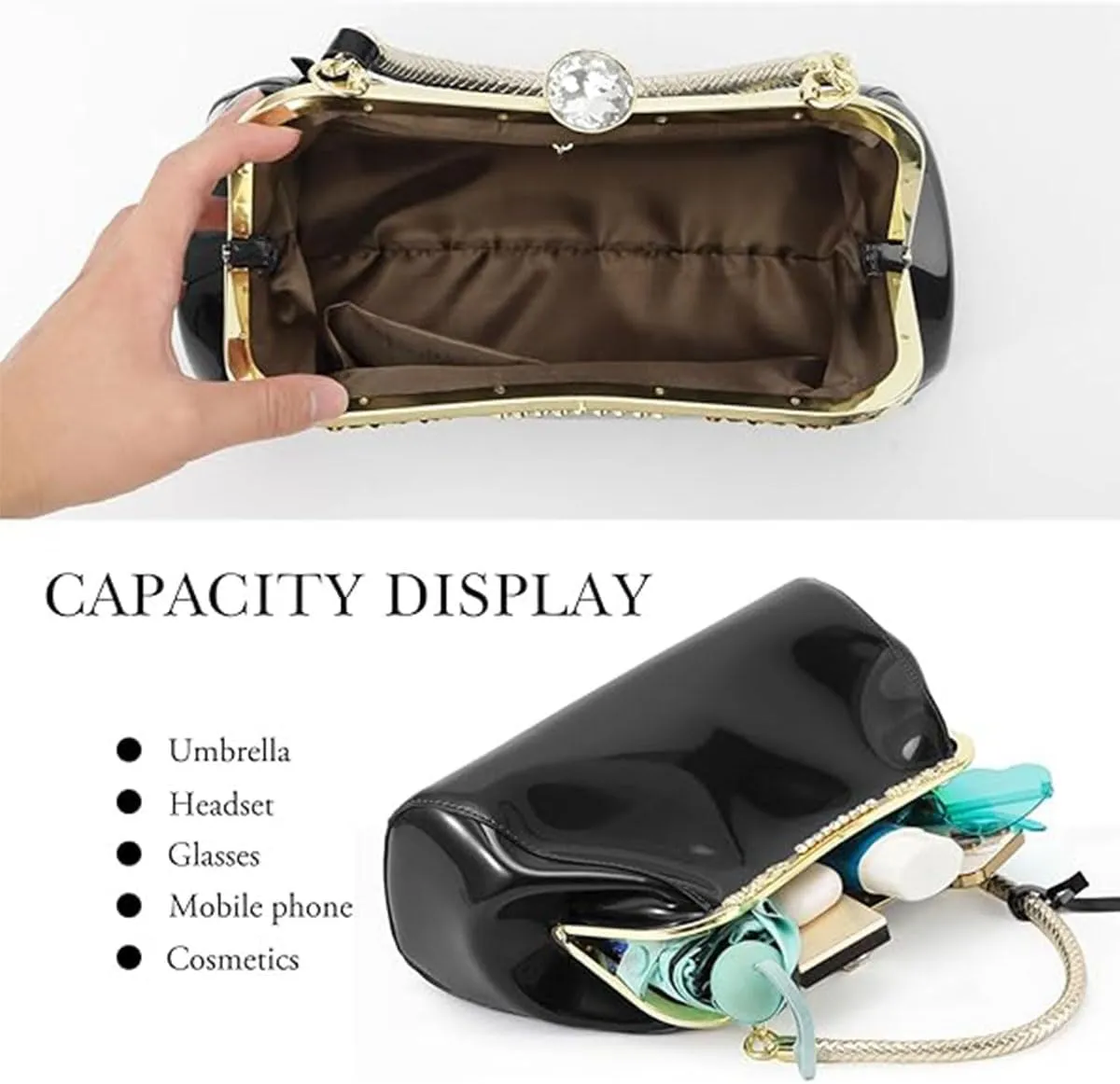Glossy Patent Leather Handbag for Women Top Handle Tote Bag Evening Shoulder Bag Wedding Satchel Retro Purse