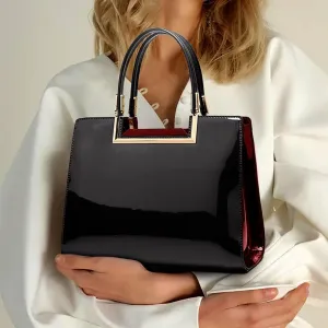 Glossy Patent Leather Handbags Womens Top Handle Handbag Purse Satchel Ladies Medium Tote Bags Stylish Shoulder Bag