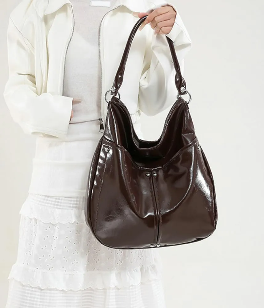 Glossy Tote Bags for Women Large Top-handle Shoulder Bag Commuter Purse Ladies Hobo Bag Work Tote Bag Travel Bag Trendy