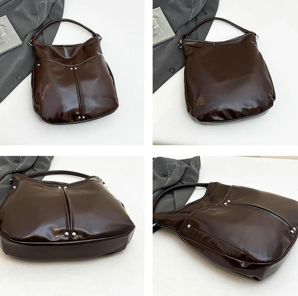 Glossy Tote Bags for Women Large Top-handle Shoulder Bag Commuter Purse Ladies Hobo Bag Work Tote Bag Travel Bag Trendy