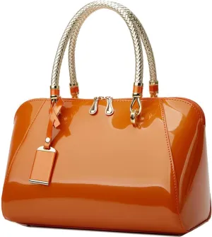 Glossy Women Handbag Patent Leather Large Size Top-Handle Bag Shiny Shoulder Bag Tote Evening Purse Party Satchel