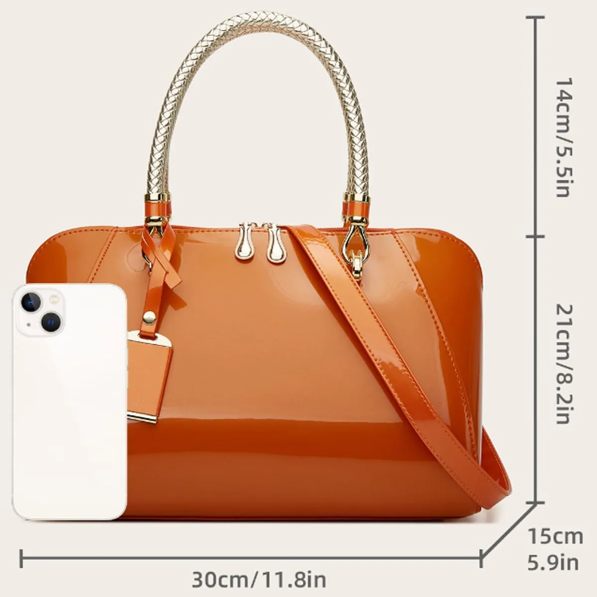 Glossy Women Handbag Patent Leather Large Size Top-Handle Bag Shiny Shoulder Bag Tote Evening Purse Party Satchel