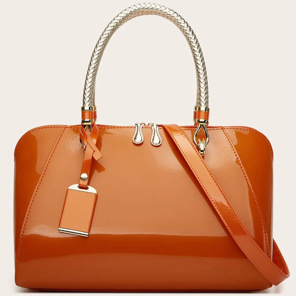 Glossy Women Handbag Patent Leather Large Size Top-Handle Bag Shiny Shoulder Bag Tote Evening Purse Party Satchel