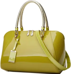 Glossy Women Handbag Patent Leather Large Size Top-Handle Bag Shiny Shoulder Bag Tote Evening Purse Party Satchel