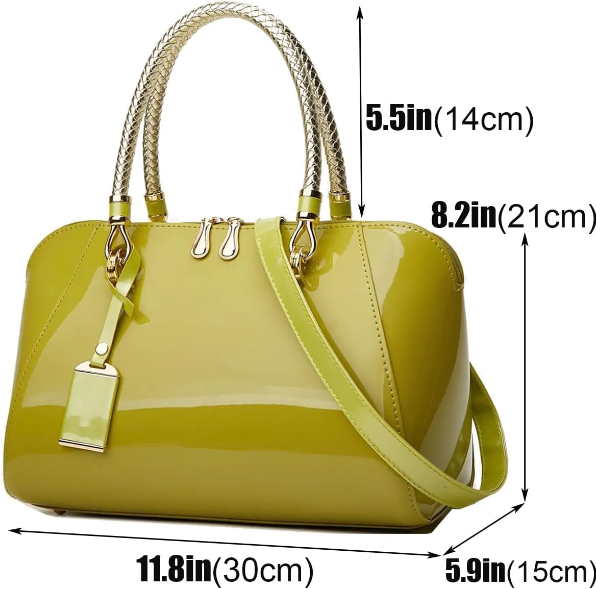 Glossy Women Handbag Patent Leather Large Size Top-Handle Bag Shiny Shoulder Bag Tote Evening Purse Party Satchel