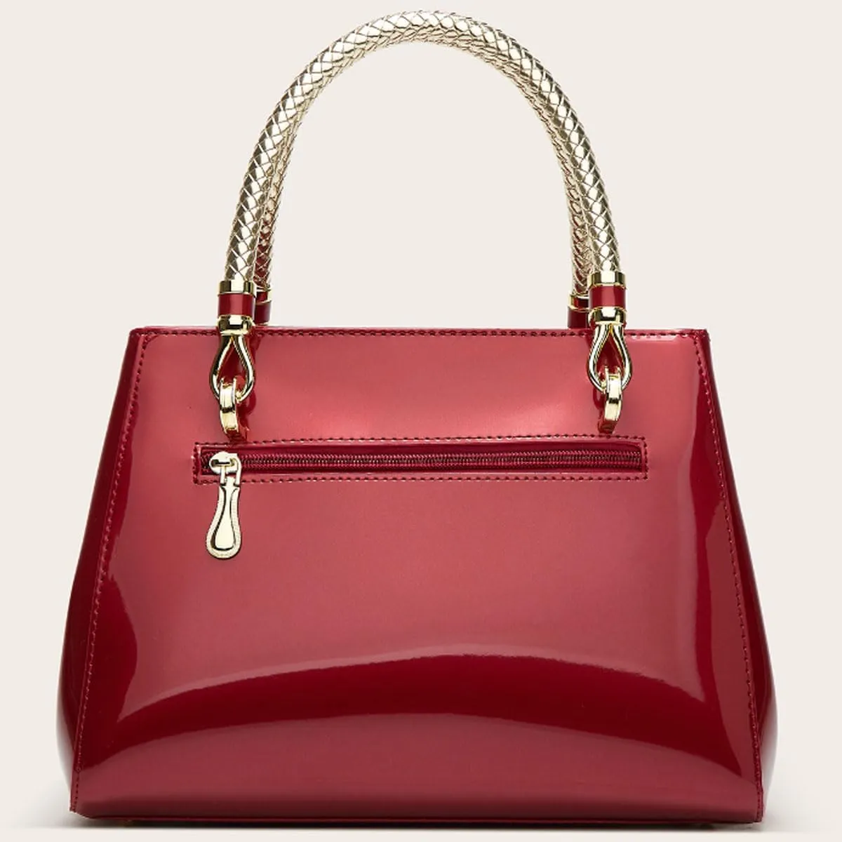 Glossy Women Handbag Shiny Patent Leather Top-Handle Bag Medium Shoulder Bag Tote Evening Purse Party Satchel