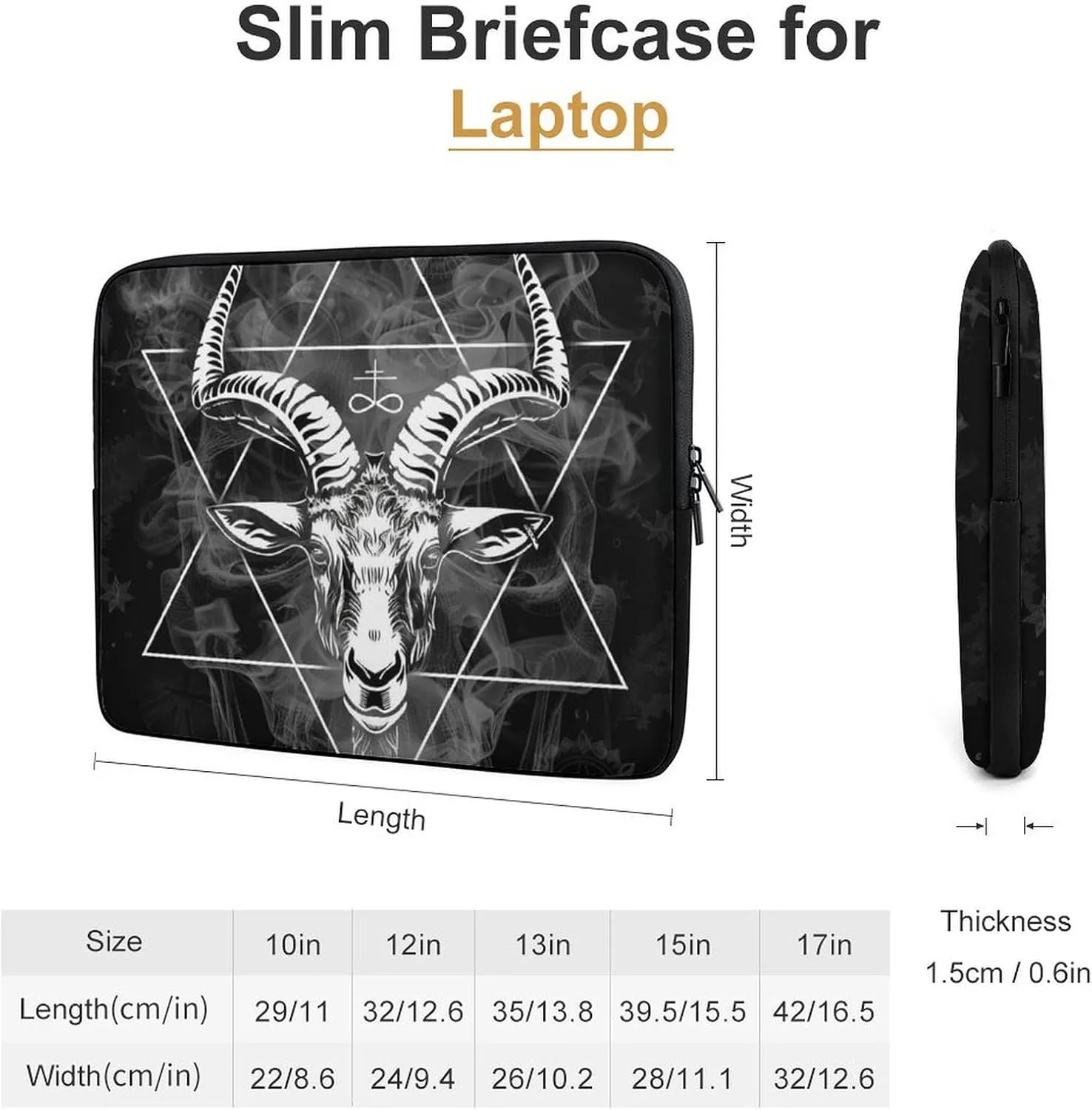 Goat Hexagram Mechanical Skeleton Laptop Sleeve 13/15 Inch Briefcase Cover Shockproof Protective Case Handbags Portable Laptop Bag