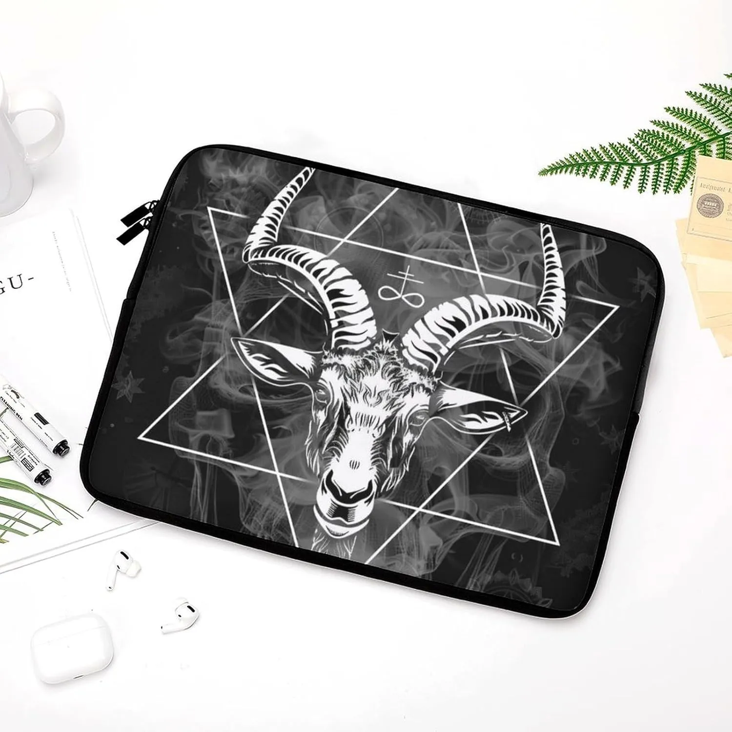 Goat Hexagram Mechanical Skeleton Laptop Sleeve 13/15 Inch Briefcase Cover Shockproof Protective Case Handbags Portable Laptop Bag