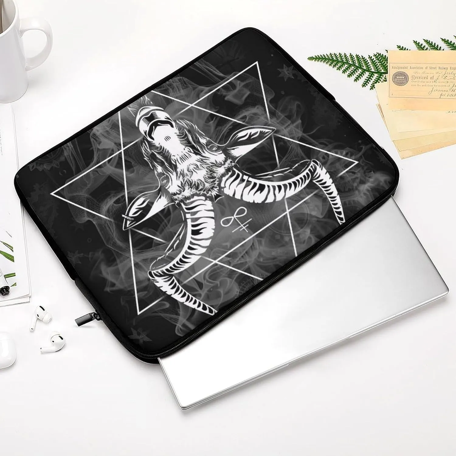 Goat Hexagram Mechanical Skeleton Laptop Sleeve 13/15 Inch Briefcase Cover Shockproof Protective Case Handbags Portable Laptop Bag