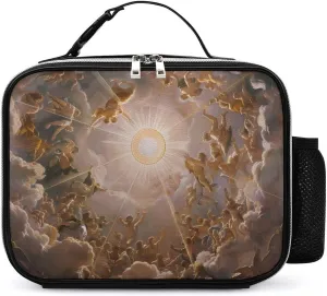 Gods Greek Mythology Insulated Cooler Leather Lunch Bag Meal Tote Handbags with Adjustable Handle Strap Side Pocket