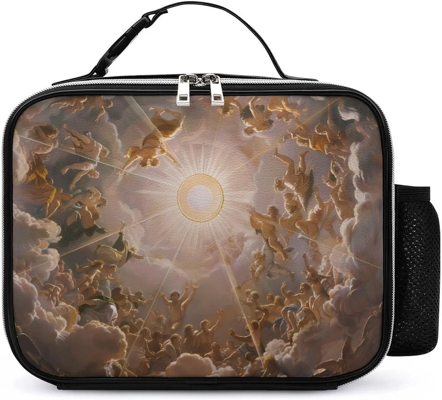 Gods Greek Mythology Insulated Cooler Leather Lunch Bag Meal Tote Handbags with Adjustable Handle Strap Side Pocket