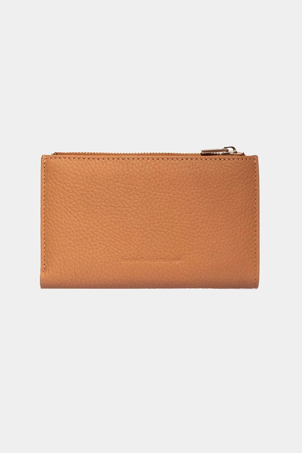 grande 2804 Genuine Leather Medium Bifold Wallet For Women Minimalist Wallet Ladies Zippered Mini Purse Small Card Holder (Camel)