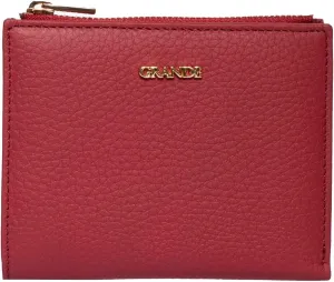 grande 2805 Genuine Leather Small Bifold Wallet For Women Minimalist Wallet Ladies Zippered Mini Purse Small Card Holder (Burgundy)