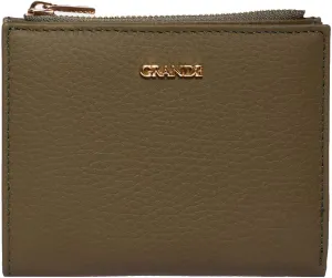 grande 2805 Genuine Leather Small Bifold Wallet For Women Minimalist Wallet Ladies Zippered Mini Purse Small Card Holder (Green)