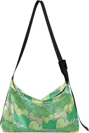 Green Crocodile Bush Design Women PU Leather Hobo Bag Women's Large Purse Fashion Animal Print Designer Hobo Bag