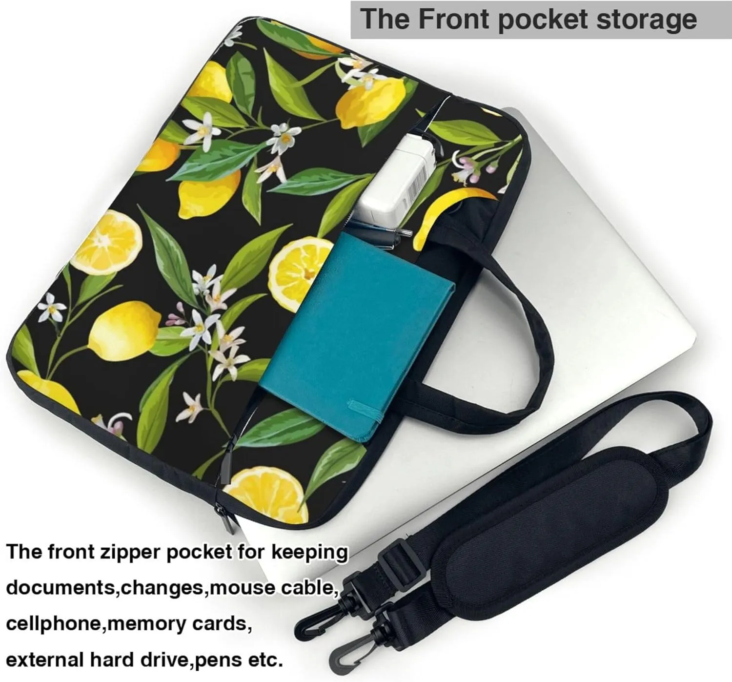 Greyhound Black Pet Dog Laptop Shoulder Bag ​for Men Women, Computer Carrying Case Messenger Bag with Strap